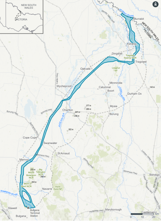 Map of draft corridor for VNI West